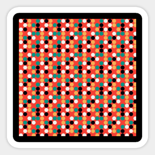 Retro Polka Dots Red Teal Gold Black White Sticker